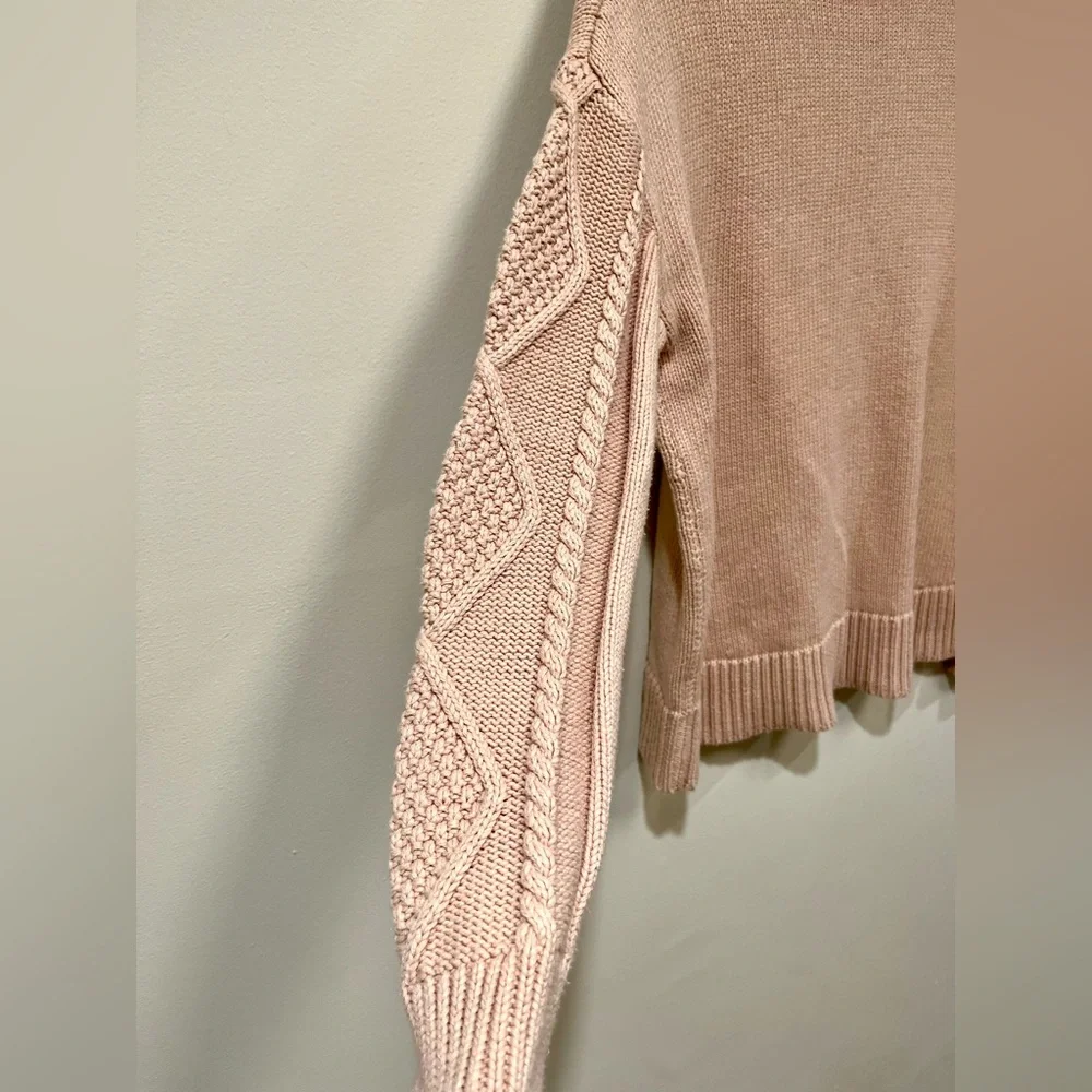 Haven Well Within Cotton Cable-Sleeve Rollneck Sweater size Small
